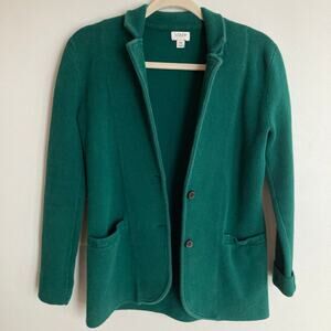 J. Crew Factory Womens Green Schoolboy Knit Sweater Blazer XS Career Minimal